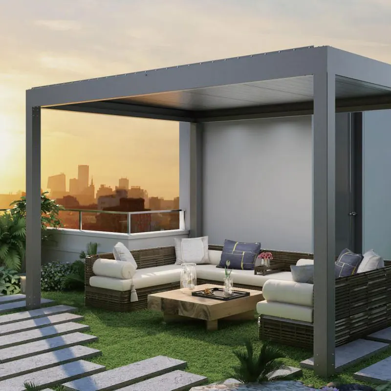 Motorized Aluminium Pergola Custom To Size Outdoor Waterproof Louvered