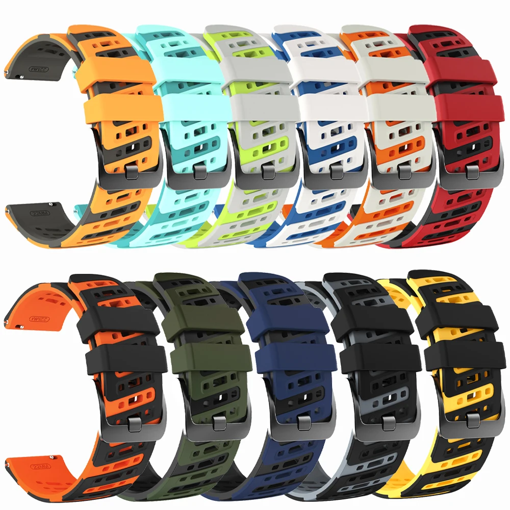 Breathable Silicone Sport Watch Band, 22mm