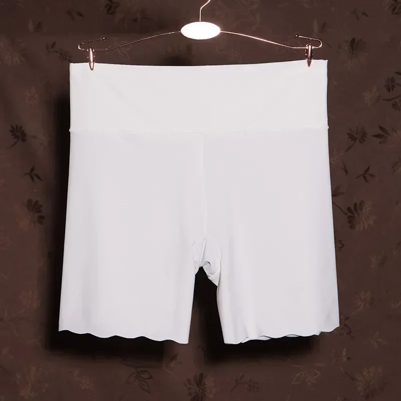 

Ice Women Silk High Boxers Summer Boyshort Pants Under Waist Invisible Anti-light Seamless Safety Short Breathable