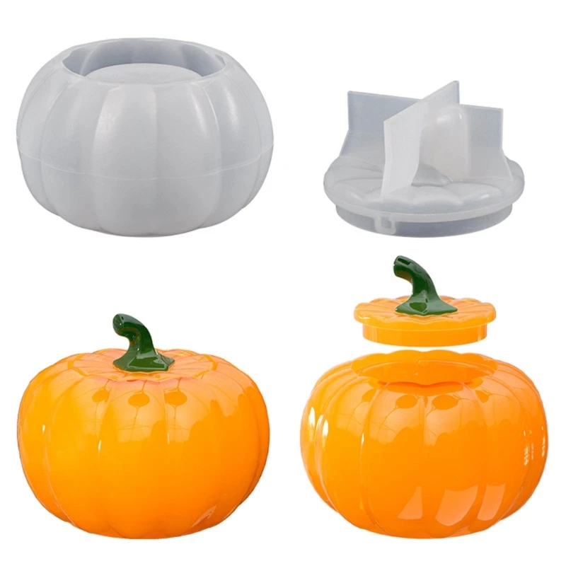 

Box Resin Molds Halloween Pumpkin Silicone Jewelry Box Mold with Lid Cover Storage Holder Container Mould DIY Casting Dropship