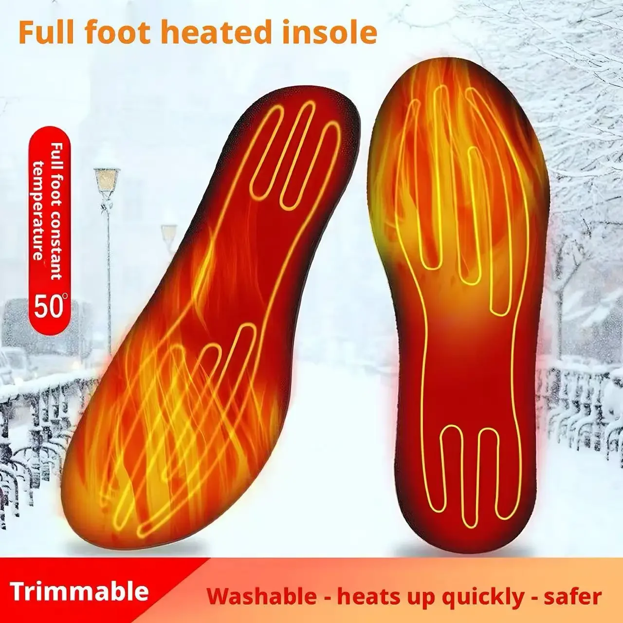 USB Heated Insoles Cold-Proof Winter Foot Warming