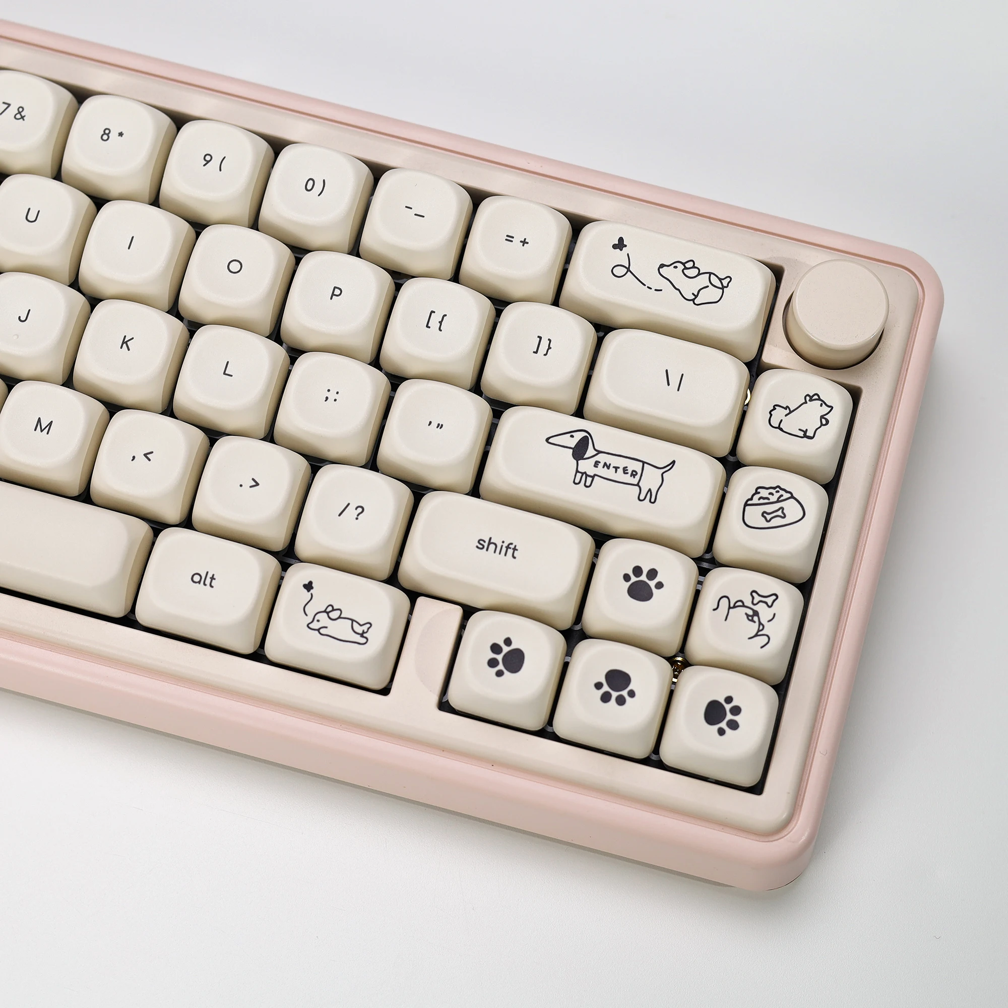 KBDiy Niedliche Hunde-Tastenkappen, PBT, minimalistischer Stil, KOA-Profil, individuelle DIY Alice ISO-Tastenkappe für 60er Wooting Gaming mechanische Tastatur – Detail 12