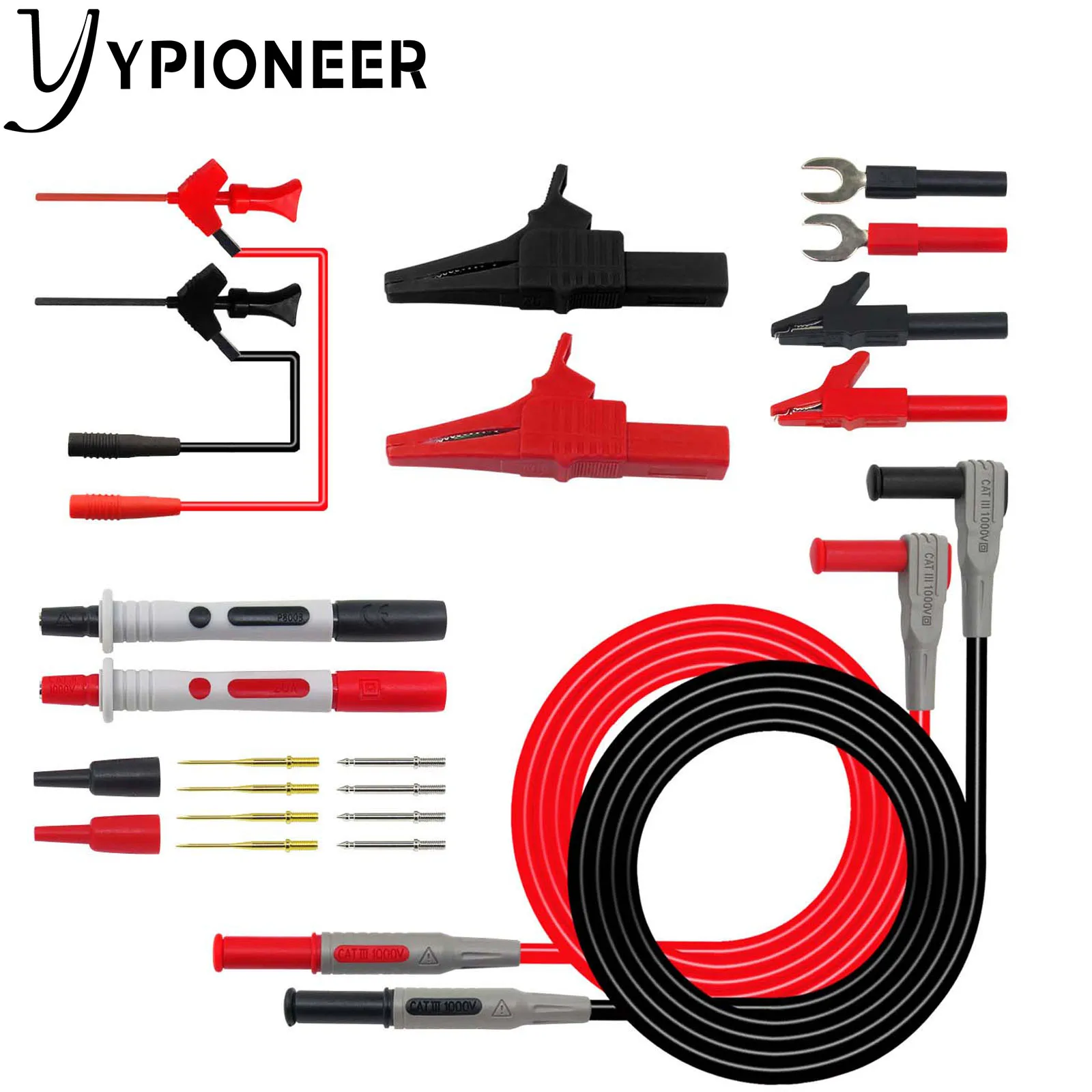 P1300D Kit Cordon De Test Multimètre - Pinces, Sondes Et Pointes Remplaçables Pour Électronique