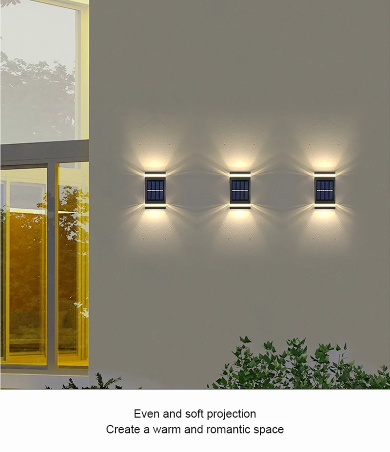 solar flood lights outdoor Solar Wall Light Outdoor Waterproof Wall Washer Garden Light Up and Down Luminous Lighting Stairs Fence Sunlight Lamp decorative solar lights