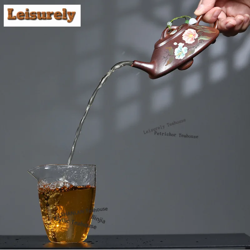 160ml Yixing Purple Clay Teapots Master Handmade Stone Scoop Pot Raw Ore Wood-fired Porcelain Mud Tea Maker Kettle Zisha Tea Set