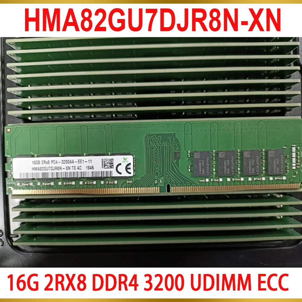 1 Pcs For RAM 16GB 16G 2RX8 DDR4 3200 UDIMM ECC Server Memory HMA82GU7DJR8N XN