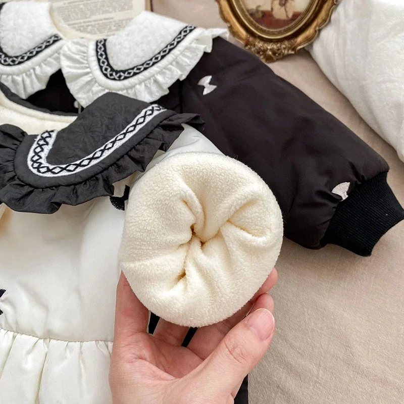 New Winter Toddler Baby Girl Jacket Newborn Baby Girls Thick Coat Long Sleeved Embroidery Children Thick Warm Clothes