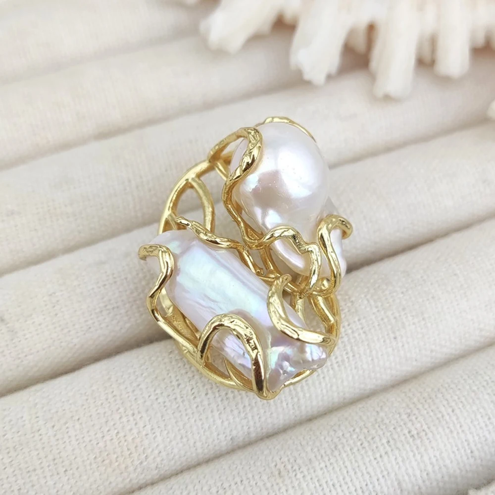 تصميم فاخر غير منتظم لؤلؤة عملة خاتم حفلة موسيقية...