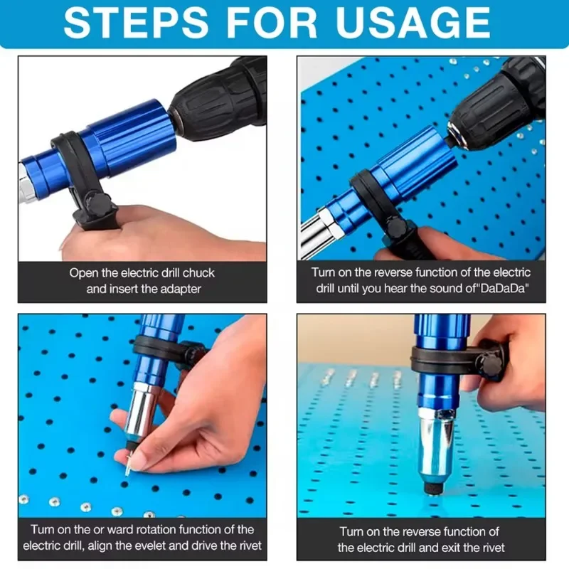 New Electric Rivet Gun Core Pull Rivet Conversion Head 2.4mm-3.2mm-4.0mm-4.8mm Household Electric Tool Suitable Drill