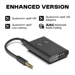 Advanced Bluetooth Audio Transmitter & Receiver - HiFi Stereo Music Adapter - Compatible Bluetooth v5.4 (Enhanced Version)