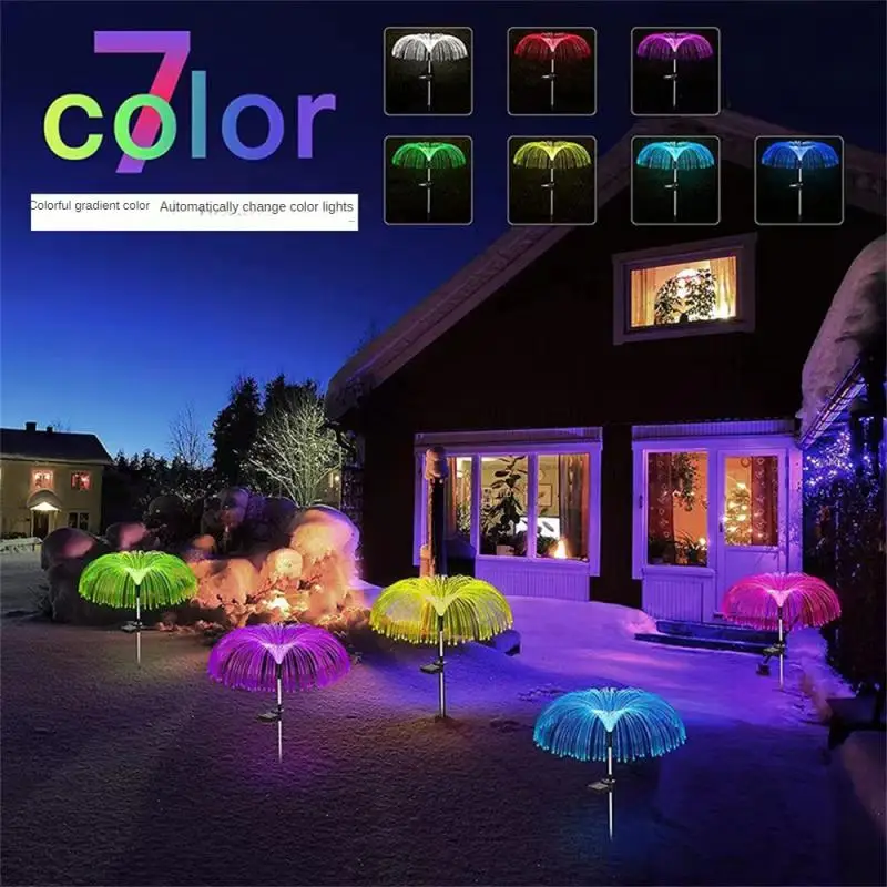 

LED 7color Solar Lawn Garden Lamp Outdoor Waterproof Lawn Lamp Optical Fiber Jellyfish Lamp For Road/yard/party Decoration