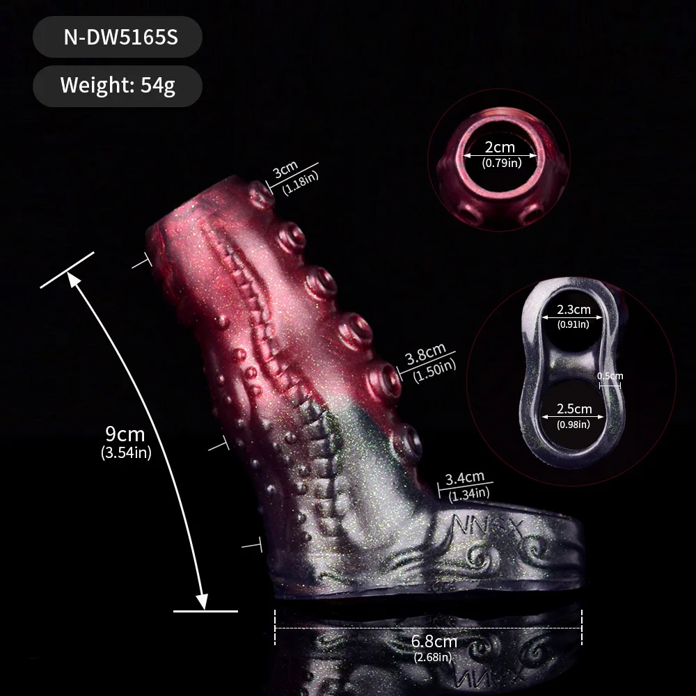 Large, Medium and Small Men's Silicone Wolf Tooth Cover, Penis Cover, Bold Octopus Penis Cover, Sex Toys.