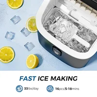 Ice Maker , Portable Ice Cube Maker Machine with 1.5L Detachable Water Tank, 33Lbs/Day, 16Pcs/5-18Mins, 24H Ti 2