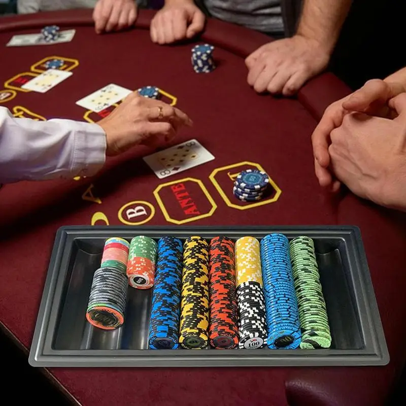Chip Tray Poker Chip Holder Casino Poker Table Chip Holder Dealer Table Chips Storage Tray Holder for 39/40/43/45mm Chips
