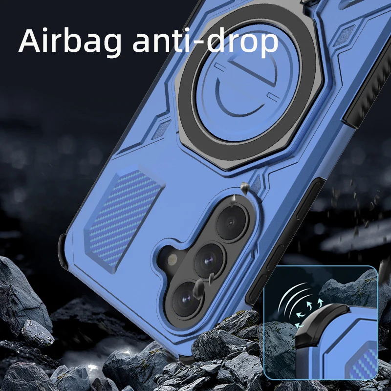 360° Rotating Magnetic Ring Holder Phone Case with TPU Plastic Back Cover