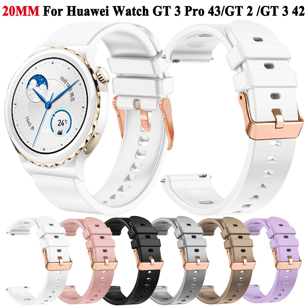 

Ремешок силиконовый для наручных часов Huawei Watch GT3 Pro 43/GT 3/2/GT2, сменный Браслет для смарт-часов, 20 мм