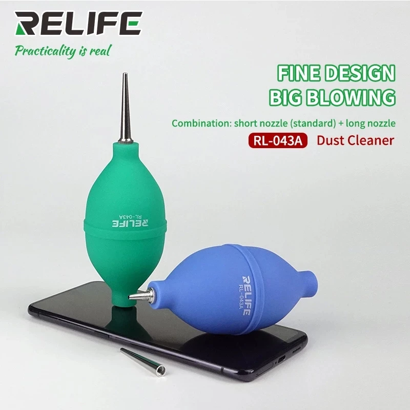 RELIFE RL-043A 2 In 1 휴대용 휴대 전화 수리 먼지 청소기 스크린 및 렌즈 공기 송풍기 공을위한 자세한 청소 도구