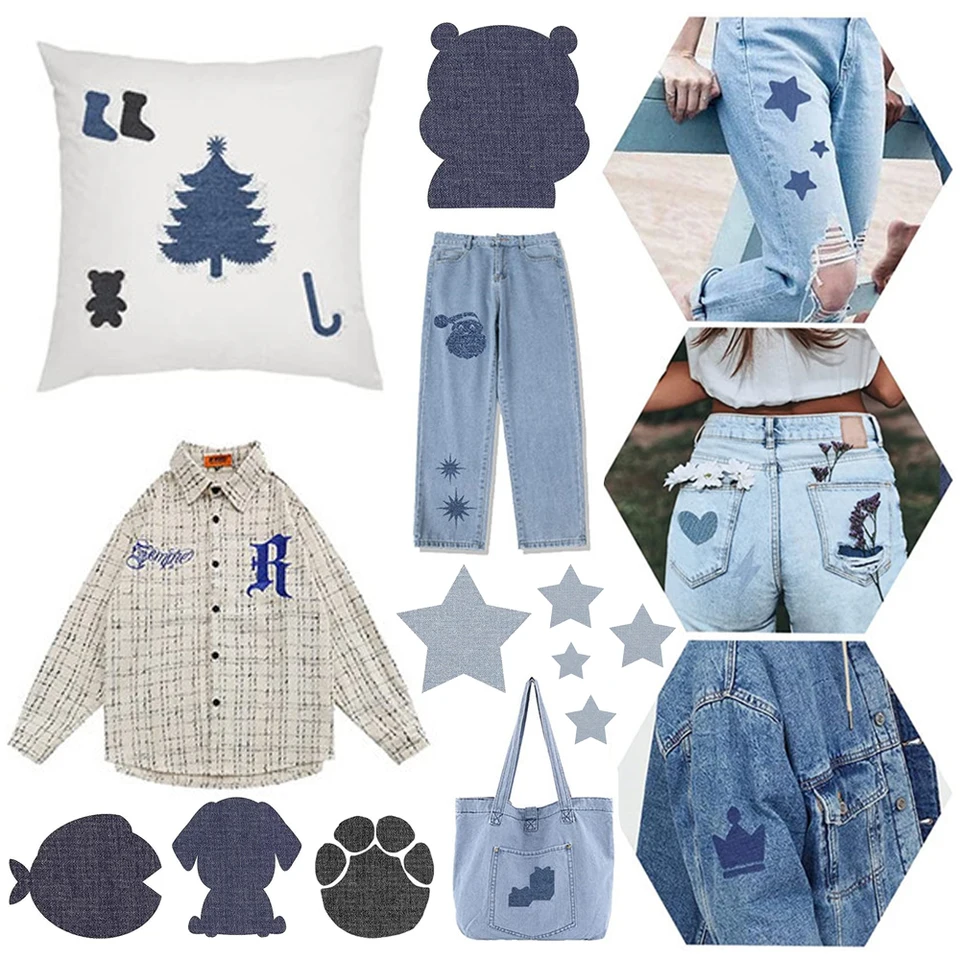 Toppe Per Jeans Toppe Denims Riparazione Ferro Su Tessuto - Foto 6