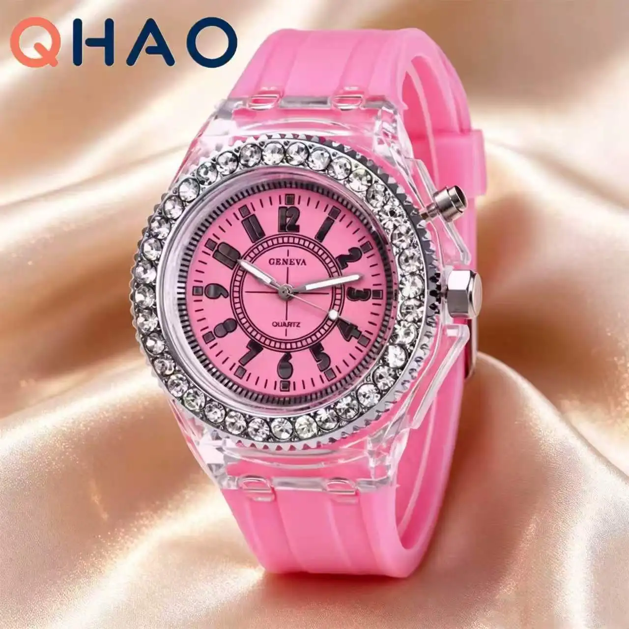 LED Light Flash Luminous Watches Women Men Boys Girls Silicone Wrist Watch Fashion Rhinestone Clock Kids Children Relogio Saati