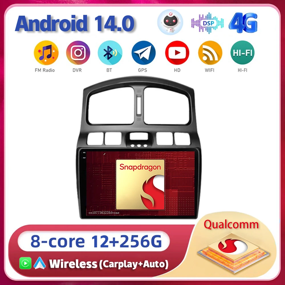 

Автомобильный радиоприемник Android 14 для Hyundai Santa Fe SM 2000-2012 для JAC S1 (регулируемый) 2007 - 2013 мультимедийный видеопроигрыватель Carplay Audio