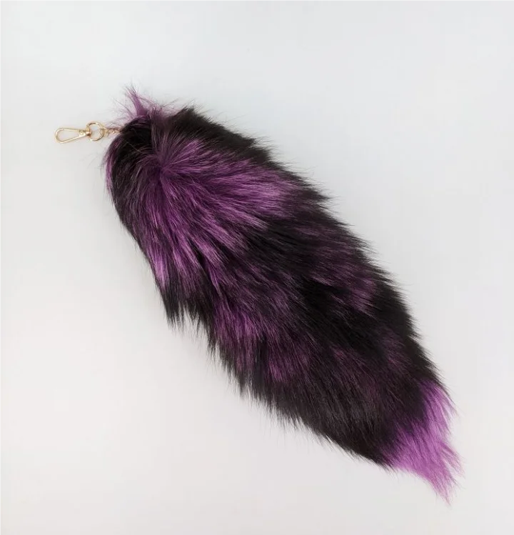 Luxurious Natural Fox Fur Tail Keychain - Chic Y2K Fashion Accessory, 40 cm