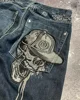 Women's Gothic Print Jeans, Y2K, Harajuku, Casual Loose, Straight, Wide leg Couple Punk, Mopping Jean, Street, New Fashion  2024 3