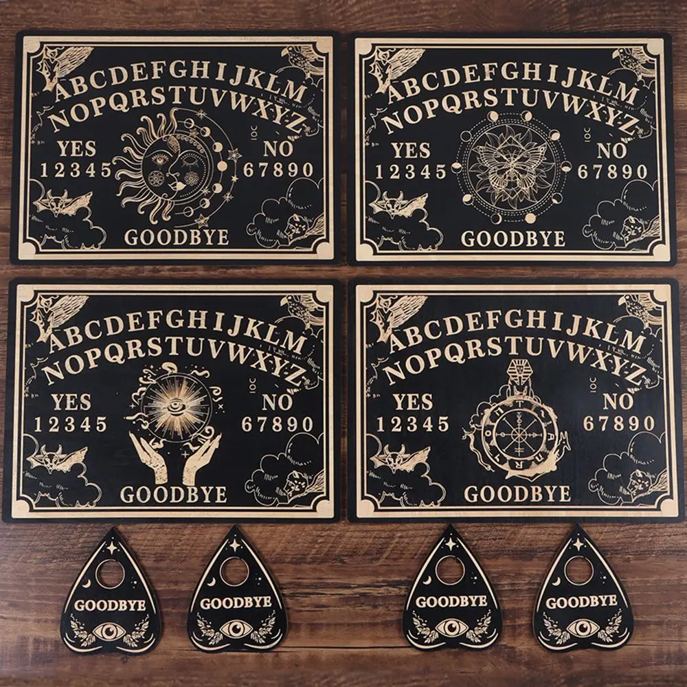 Pendulum Wall Art Home Decor Wall Sign Black Wooden Spirit Board Pendulum Dowsing Divination Board Set Wooden Carven