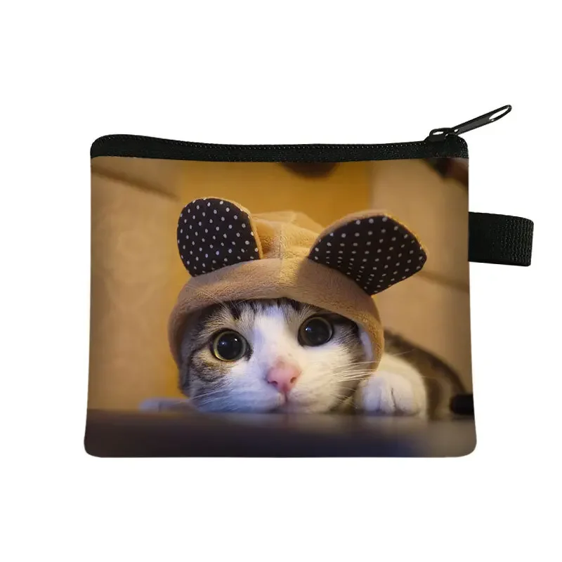 Coin Purse Cute Cat Print Coin Purses Mini Coin Wallet Bag Card Holder ID Credit Holder Pocket Women Girls Purse