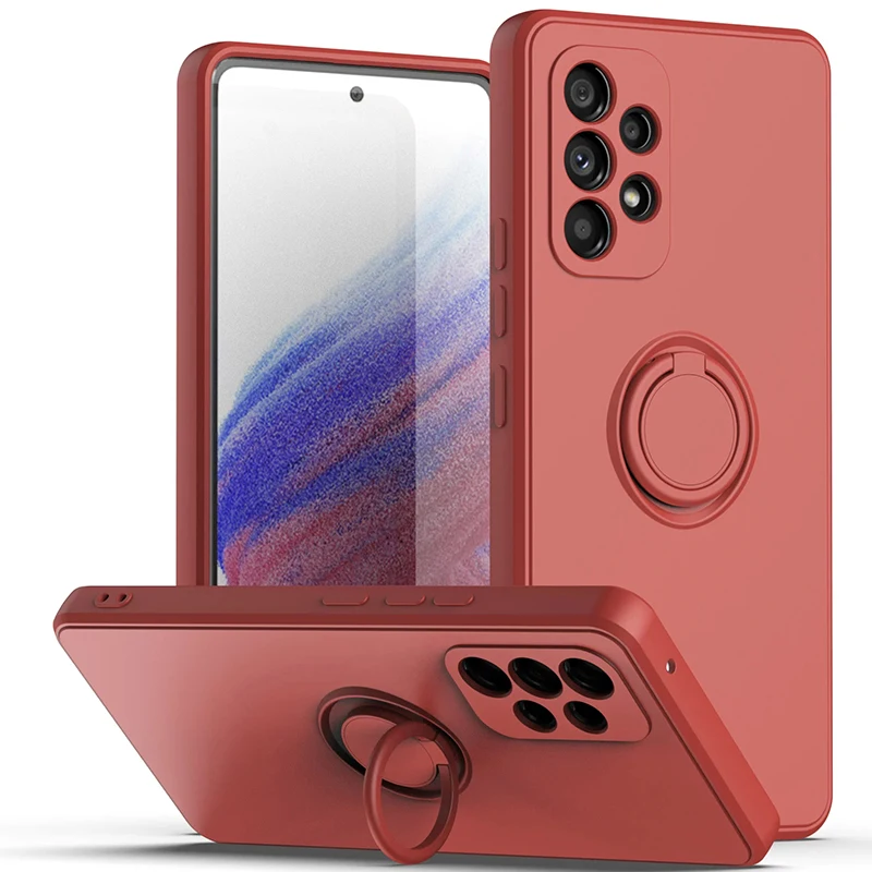 thumbnail image 1 of Liquid Silicone Magnetic Bracket Ring Soft Phone Case For Samsung A54 A53 A52 A51 A71 A34 A32 A22 A73 S23 Ultra Plus S21FE Cover, 1 of 5