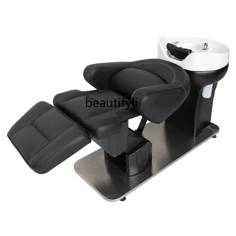 Shampoo Chair Lying Half Barber Shop Rotatable Flushing Bed Electric Lifting Hair-Washing Chair