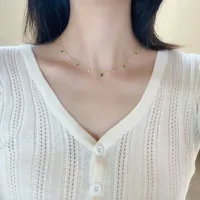 Collier chaîne en argent Sterling 925 pour femmes, argent véritable, Vintage coréen, émeraudes, ras du cou, bijoux cadeau de fête de mariage 6