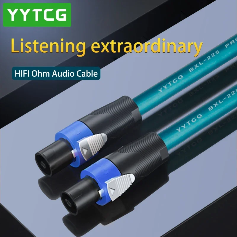 YYTCG Speaker Cable Professional 4 Core Plug Ohm Head Speaker Cable Cord for Power amplifier Mixing Console and Other Equipment