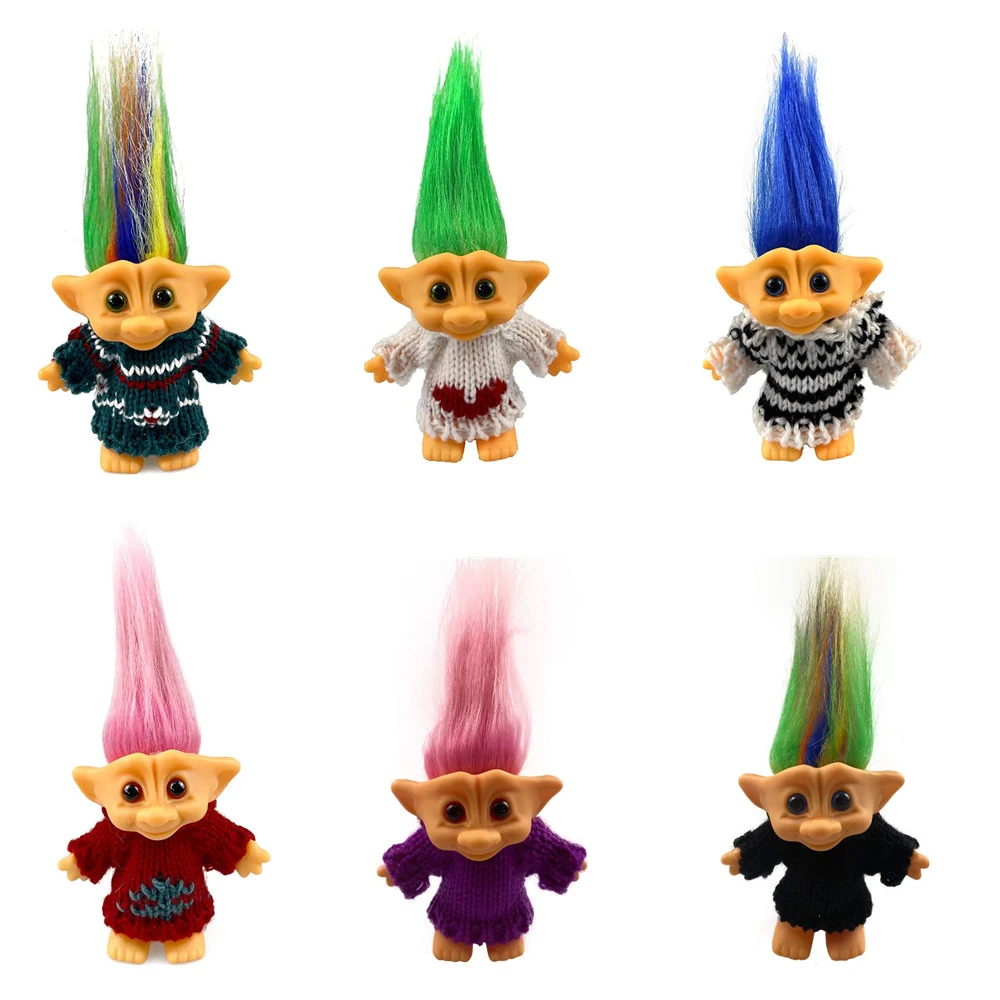 10cm Multicolored Hair With Sweater Troll Doll Figure Toys Leprechauns