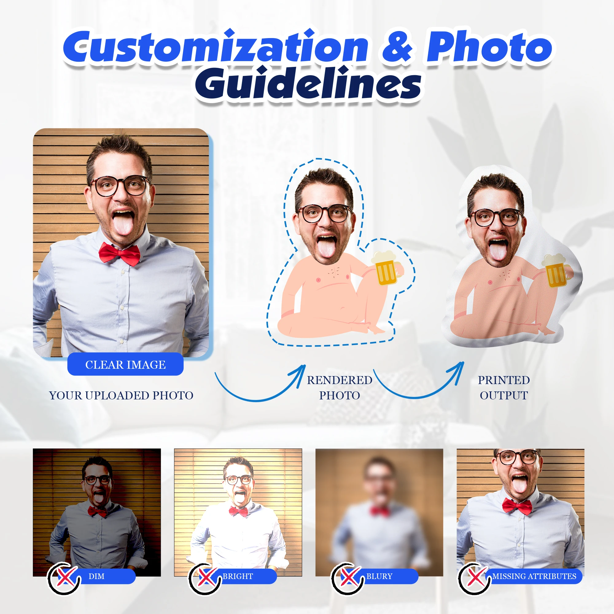 Custom Photo Cushion Humanoid Personalized Filling photo Cushion DIY Pillow for Putting Picture of Parent and Couple Christmas 3