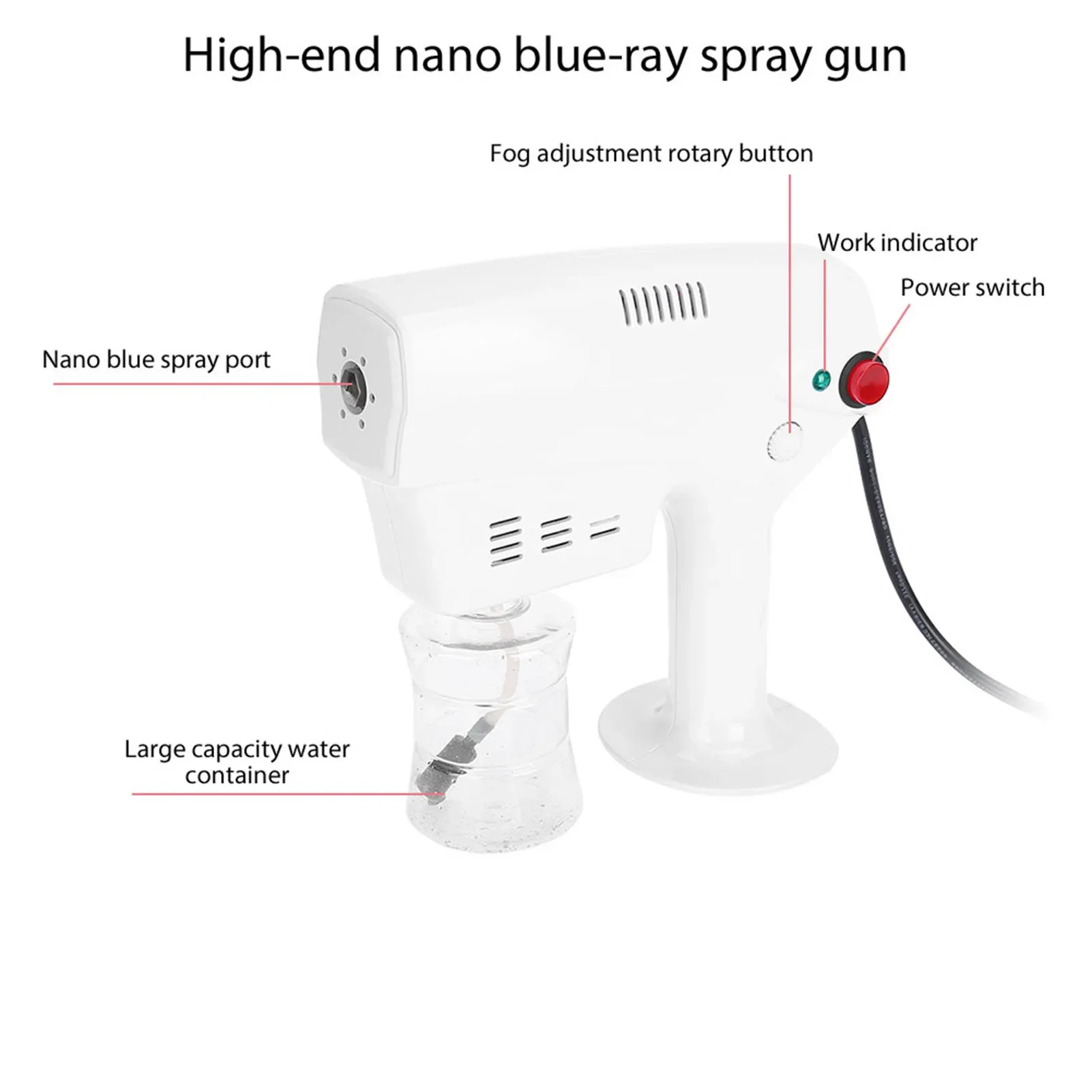 1pcs Portable Nano Steam Gun Hair Care Hydration Sprayer Hot Dyeing Care Blue Micro Mist Machine Spray Gun Hair Steamer Trigger