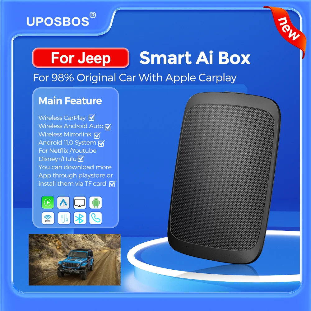 Uposbos Smart Ai Box Android Tv Box Android Auto Wireless Carplay Ai Box Per Jeep Compass Renegade Cherokee Gladiator