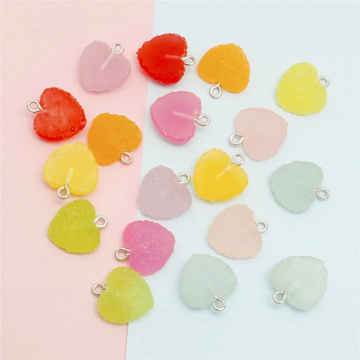 

20Pcs Colorful Soft Candy Heart Shape Charms For Necklace Bracelet DIY Pendants Earrings Keychain Fashion Jewelry Accessories