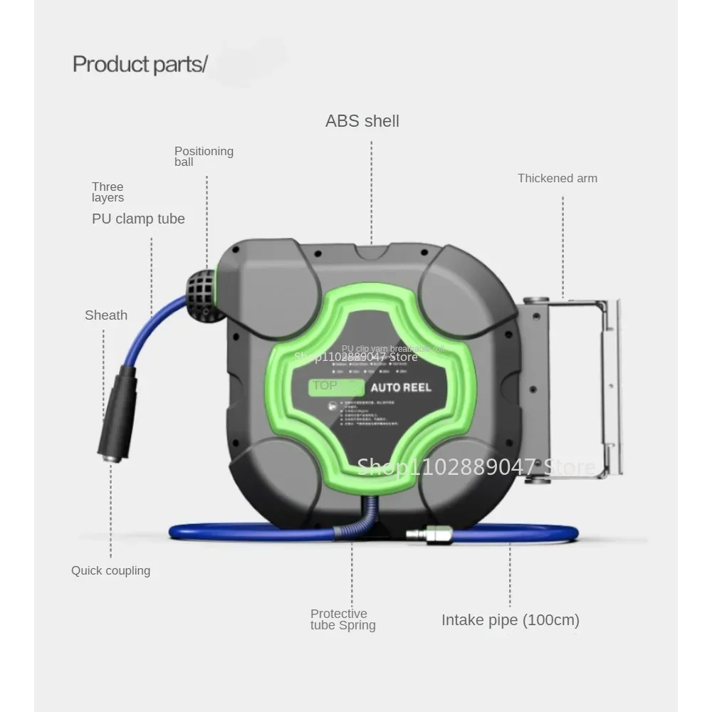 Automatic Retractable Pipe Winder Air Drum High Pressure Water Drum Repair 20 Meters Gas Pipe Winder Pneumatic Tool pipe winder