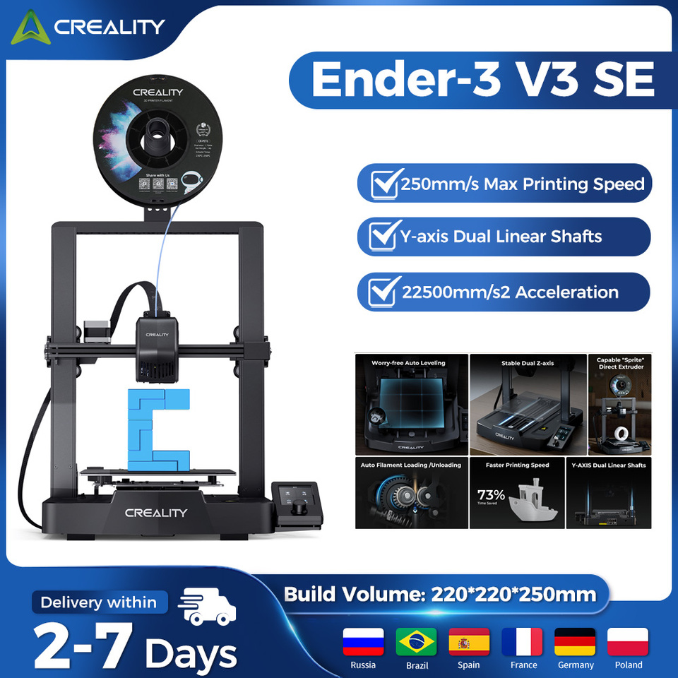 Creality Ender 3 V3 SE 3D Printer 250mm/s CR Touch Auto Leveling Sprite Extruder Dual Z-Axis & Y-Axis Auto Filament Loading