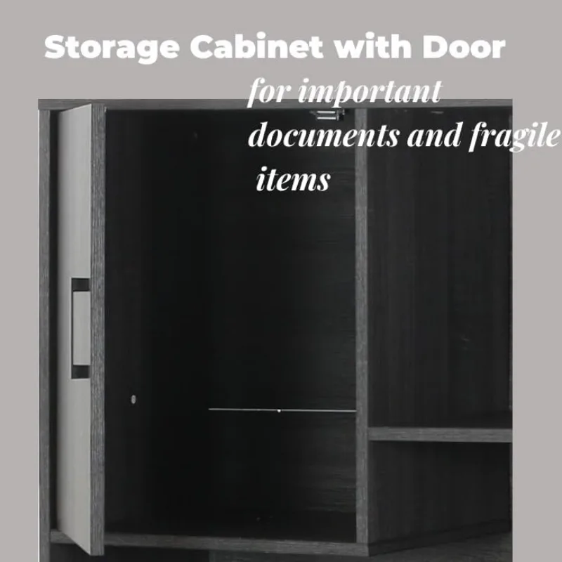 64.5-inch high bookcase with 2 storage cabinets, cube unit bookcase with storage cabinets and doors