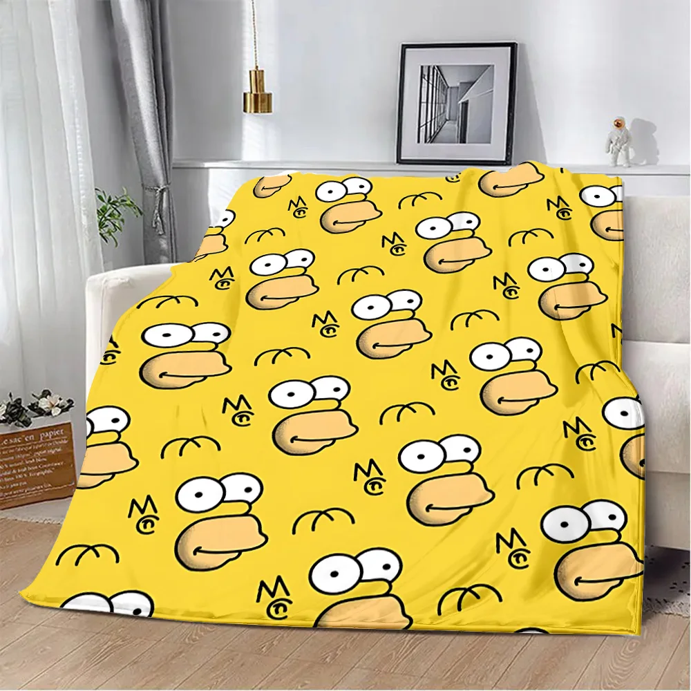 Funny Cartoon S-Simpson Printed Blanket Picnic Blankets Warm Blanket Soft and Comfortable Blanket Home Travel Birthday Gift 6