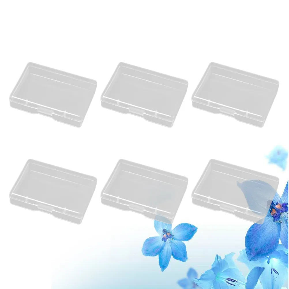 6Pcs 플라스틱 보관 상자 작은 직사각형 투명 주최자 케이스 공예 보석 구슬 동전을위한 미니 보관 용기