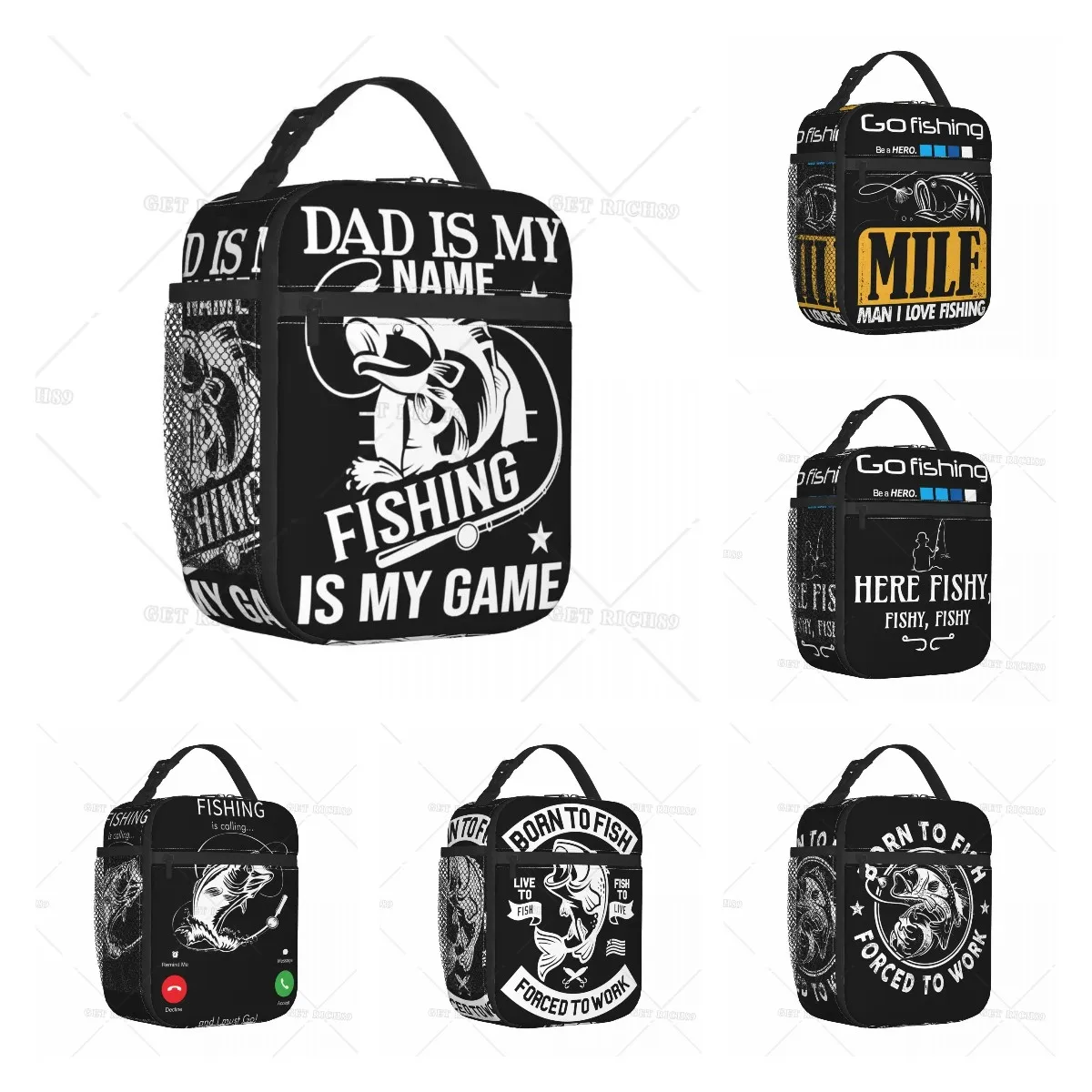 

Fishing Dad Fathers Day Gifts Thermal Insulated Lunch Bags for Women Men School Portable Box for Lunch Thermal Cooler Lunch Box