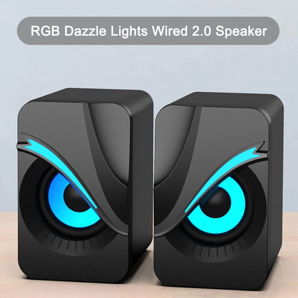 RGB 조명이 장착된 USB 유선 스피커 컴퓨터 스피커 유선 볼륨 조절 기능이 있는 PC 사운드 박스 PC 컴퓨터 노트북용