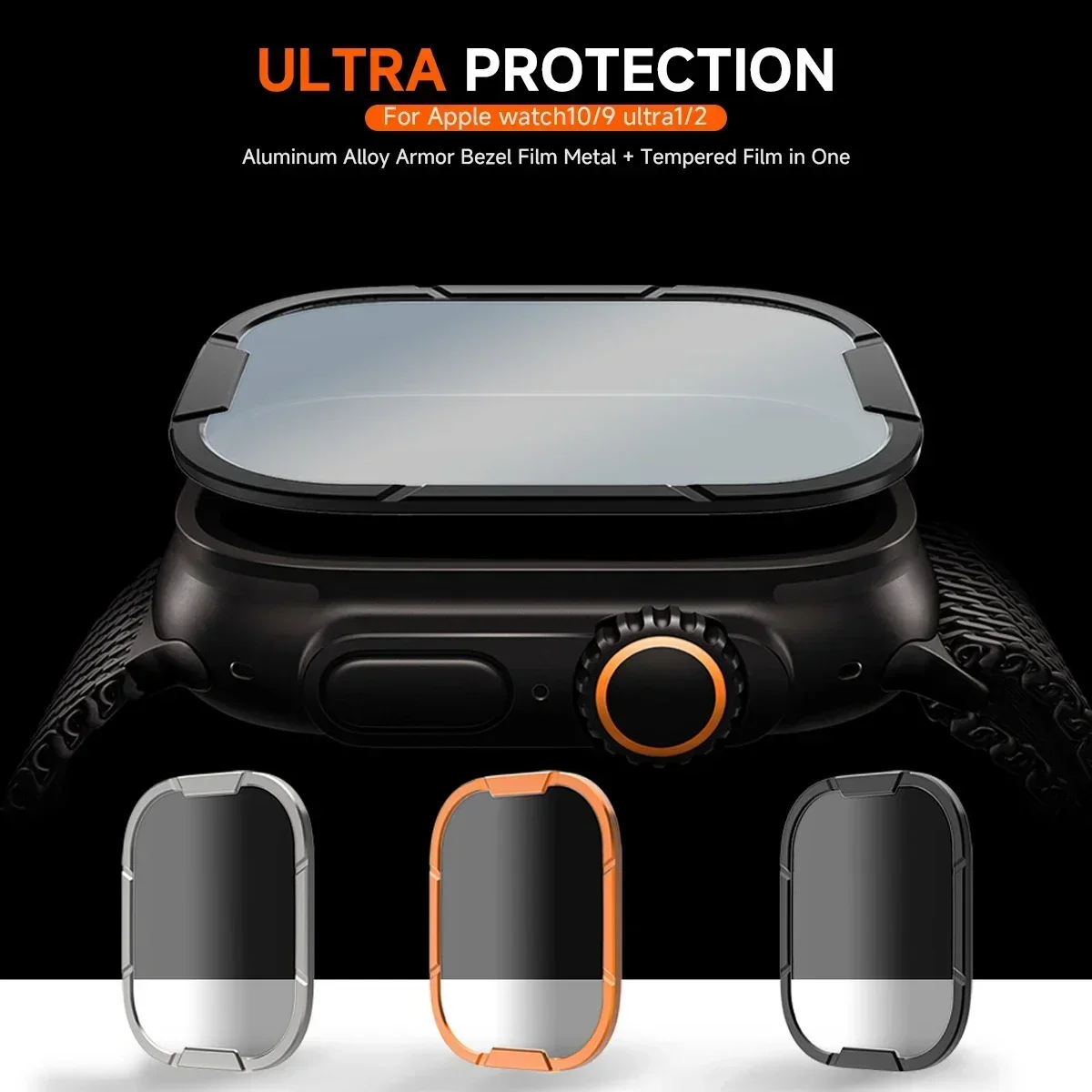 스테인레스 스틸 금속 프레임 + Apple Watch Ultra 1 2 용 유리 iWatch 시리즈 SE 9 Ultra2 용 49mm 범퍼 프레임 하우징 보호대