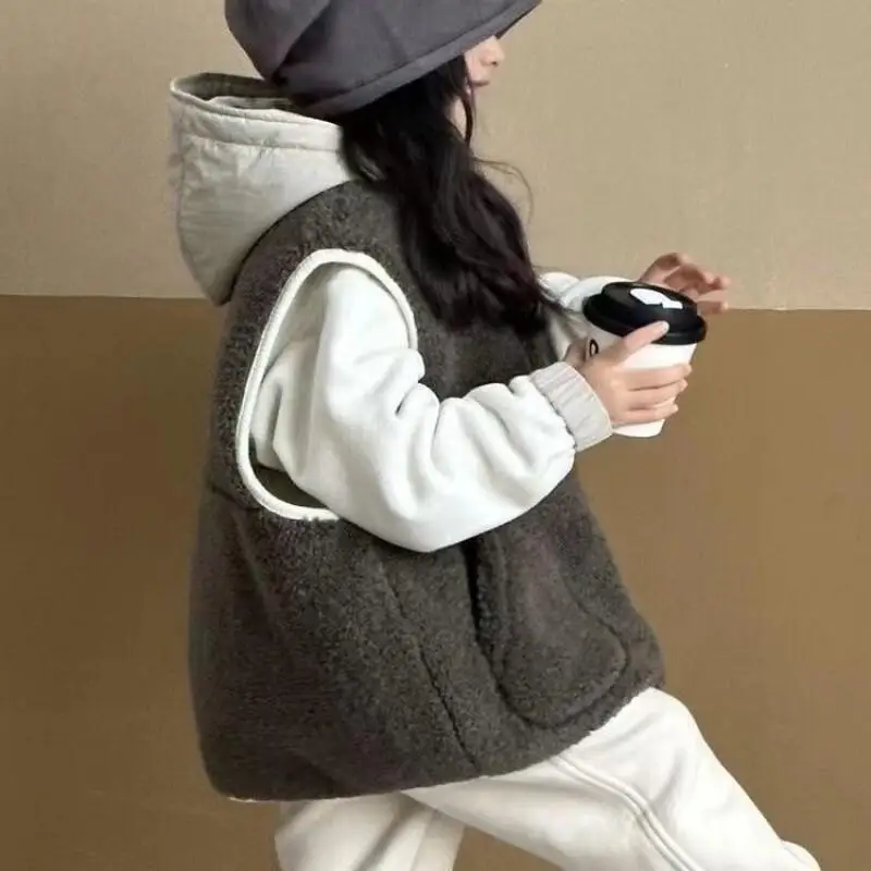 소년 소녀 따뜻한 조끼 가을 겨울 양면 조끼 단색 민소매 탑 편안한 어린이 의류 4-12세