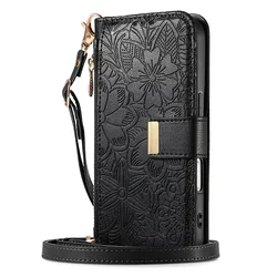 Zipper Wallet Flip Case with Card Holder and Wrist Strap for Mi Poco X7 5G (SD0696)