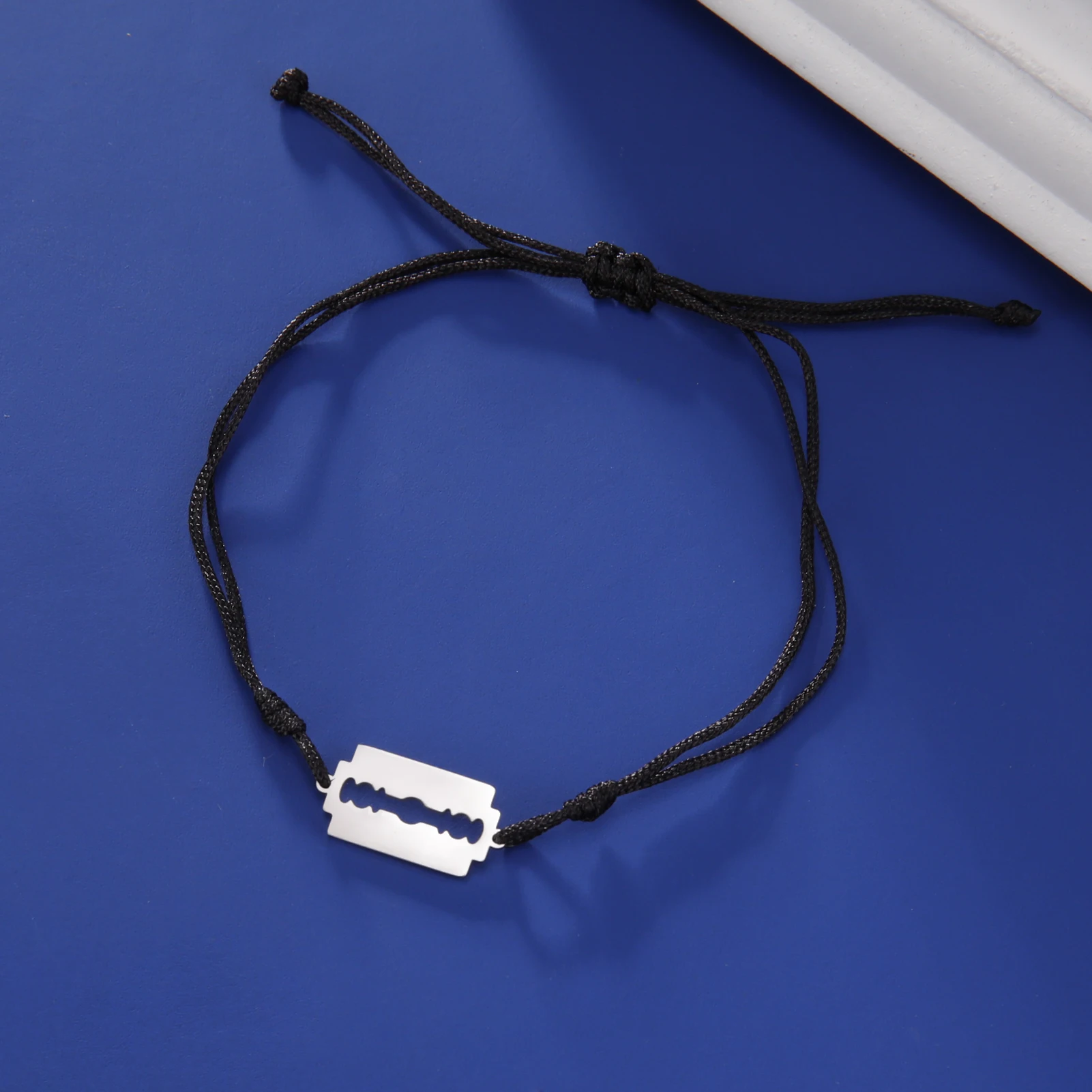 Kkjoy Edelstahl Silber Farbe Glück Rotes Seil Männlich Punk Rasierer Klinge Modell Hip-hop Armband Kette Armband Coole Schmuck geschenk – Detail 16