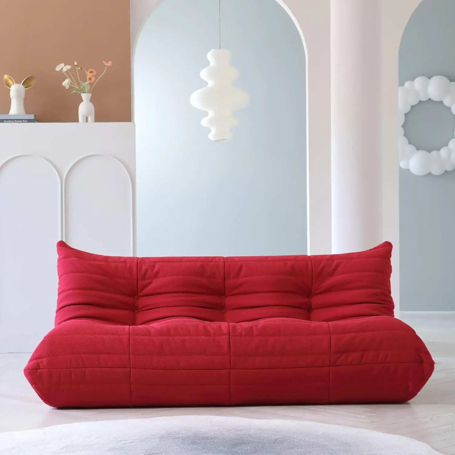 

2024 RED Lazy Floor Sofa, Fireside Chair,Teddy Velvet Sofa Bean Bag Couch, Lounge Togo Lazy Floor Sofa, Accent Chair for Living