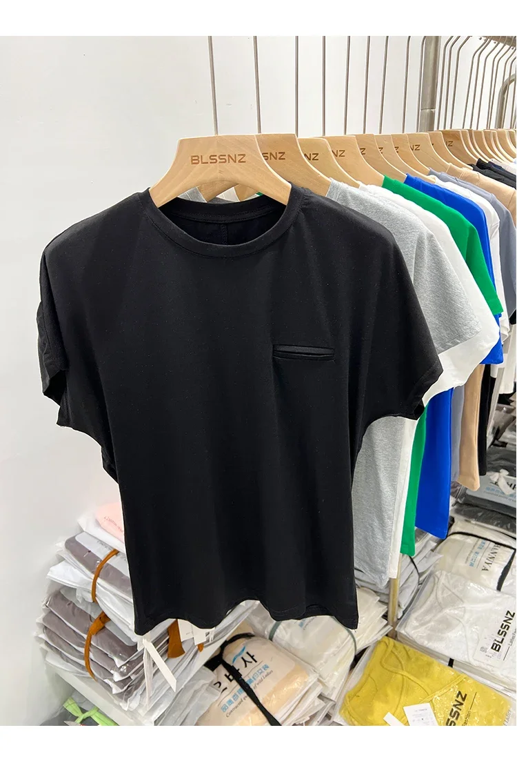 Baumwolle Solide T-shirts Frauen Sportliche Kurzarm T-shirts Mode Lässig Weiß Schwarz Kleidung Lose Oansatz Weibliche Sommer Tops ﻿ 2026 – Detail 18